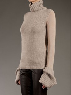 Multi- weight, toasty warm alpaca sweater from Ann Demeulemeester is the perfect cold weather splurge