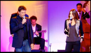 Carla Bruni performs with Harry Connick Jr on French TV wearing a jacket from GAP Kids