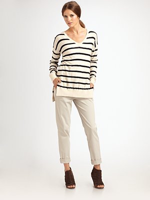 Vince Striped V-Neck Sweater at Saks.com