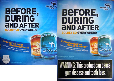 Pictures taken from  “New Bold Warnings on Tobacco Ads"