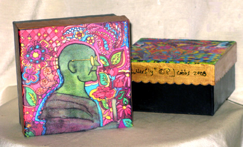 Pop Gandhi, Union Square, NY Silk Hand-painted Papier Mache Box Pop Gandhi, Union Square, NY Silk Hand-painted Papier Mache Box
