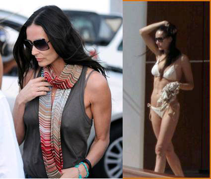 Demi Moore vacationing in St. Barts in January wearing a Missoni bikini from the Resort 2011 Mare Collection and a Missoni Scarf