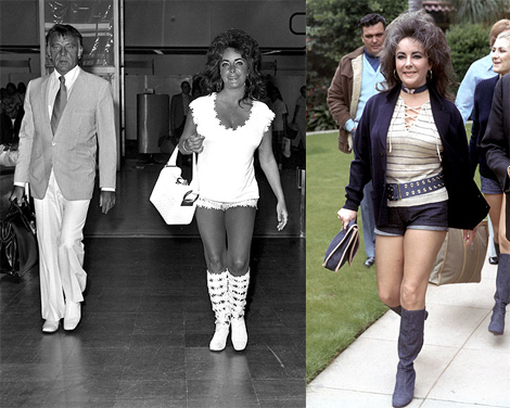 Hot Pants! Arriving with Richard Burton at Heathrow in 1971 and also spotted that year wearing nautical inspired hot pants Hot Pants! Arriving with Richard Burton at Heathrow in 1971 and also spotted that year wearing nautical inspired hot pants