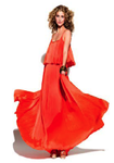 Halston Heritage Iconic Pleated Long Dress in Orange