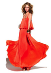 Halston Heritage Iconic Pleated Long Dress in Orange Halston Heritage Iconic Pleated Long Dress in Orange