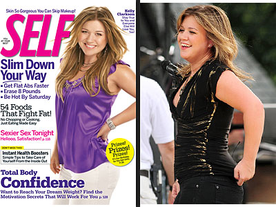 Self Magazine received flack about enhancing singer Kelly Clarkson for the September 2009 Cover. The Editor defends the photo enhancements and says it is industry standard to apply some photo corrections.