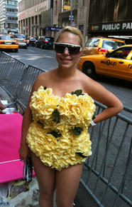 She was the best dressed fan on line who assured me that going to the bathroom would not be a problem on her overnight wait as that was really bathing suit She was the best dressed fan on line who assured me that going to the bathroom would not be a problem on her overnight wait as that was really bathing suit
