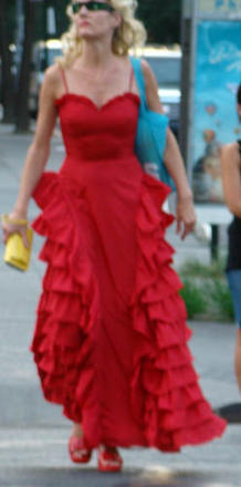 Street Chic: Woman braving the heat of the city streets of NY wearing a vintage maxi dress Street Chic: Woman braving the heat of the city streets of NY wearing a vintage maxi dress