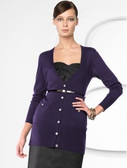 Monogram cashmere long cardigan in purple Monogram cashmere long cardigan in purple