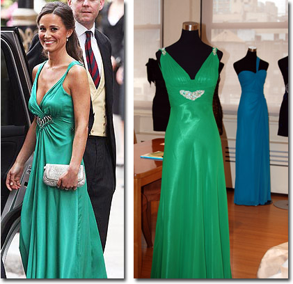 Pippa's Sarh Burton for Alexander McQeen party dress and the Faviana version Pippa's Sarh Burton for Alexander McQeen party dress and the Faviana version