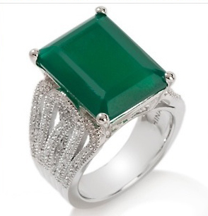 Ramona Singer for HSN Green Chalcedony and Diamond Sterling Silver Ring Ramona Singer for HSN Green Chalcedony and Diamond Sterling Silver Ring