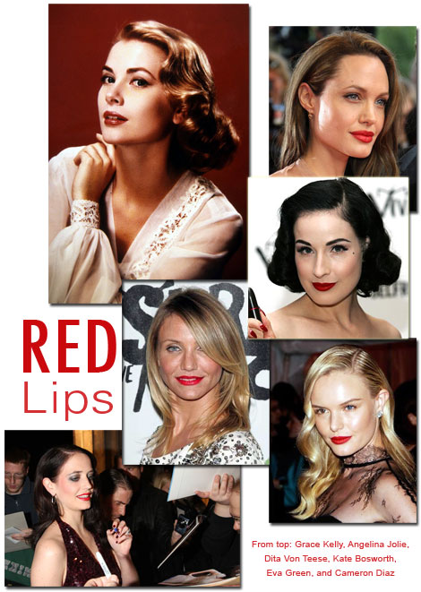 Red lipstick, the classic glamour look in makeup