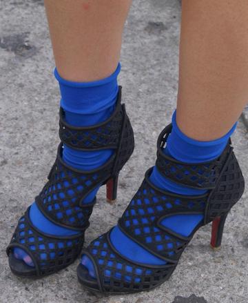 Add full-on color to birdcage sandals Add full-on color to birdcage sandals