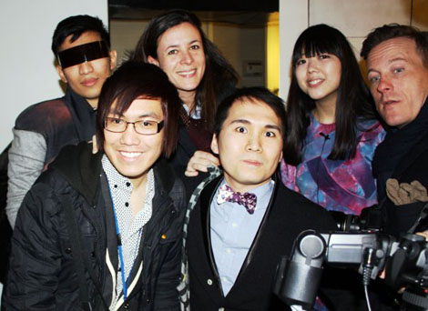 Tony and fashion bloggers: From left to right: Bryan from Bryanboy, Google guy TONG WANG from post.fashionism, Garance from garance dore, Ethan from Titans & Co, Susie from Style Bubble, Scott Schulman from The Sartorialist